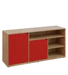 KU2-15DN3 L skříňka nízká 2-dveřová, nika, 740x1522x400, provedení levé, dub lite/červená